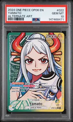 2024 ONE PIECE OP06-WINGS OF THE CAPTAIN ALTERNATE ART #022 YAMATO PSA 10 - Image 1