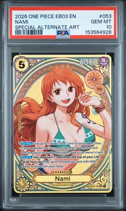 2026 ONE PIECE EB03-HEROINES EDITION SPECIAL ALTERNATE ART #053 NAMI PSA 10 - Image 1