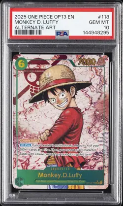 2025 ONE PIECE OP13-CARRYING ON HIS WILL ALTERNATE ART MONKEY D. LUFFY PSA 10 - Image 1