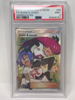 Jessie & James Full Art Pokemon TCG Hidden Fates PSA 9 MINT - Image 1