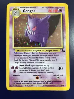 Pokemon TCG Gengar Fossil Holo Card 5/62 Unlimited Rare Vintage WOTC - Image 1