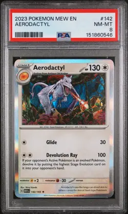 PSA NM-MT 8 - 2023 POKEMON MEW EN-151 142 AERODACTYL - Image 1
