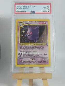 1999 POKEMON FOSSIL #5 GENGAR - HOLO PSA 8 - Vintage WOTC - Image 3