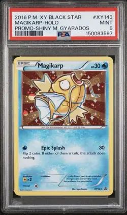 2016 POKEMON XY BLACK STAR PROMO SHINY MEGA GYARADOS #XY143 MAGIKARP-HOLO PSA 9 - Image 1