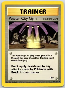 POKEMON GYM HEROES PEWTER CITY GYM 115/132 UNCOMMON UNLIMITED NM - Image 1