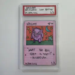 1/1 Original Hand Drawn Gregnar Gengar Slabbed Signed Brokemon Pokemon Parody - Image 1