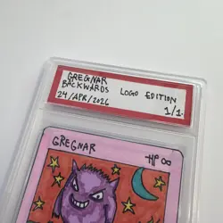 1/1 Original Hand Drawn Gregnar Gengar Slabbed Signed Brokemon Pokemon Parody - Image 2