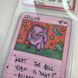 1/1 Original Hand Drawn Gregnar Gengar Slabbed Signed Brokemon Pokemon Parody - Image 3