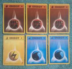 Pokemon Gym Challenge 1st Edition Fighting, Lightning, and Water Energy w/ Bonus - Image 1