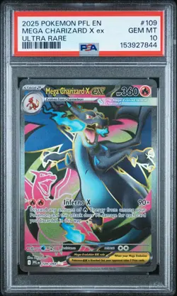 🔥PSA 10🔥 MEGA CHARIZARD X EX POKEMON PFL EN-PHANTASMAL FLAMES ULTRA RARE #109 - Image 1