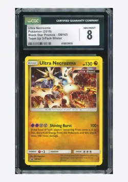 Pokemon CGC 8 Ultra Necrozma Promo 2019 SM165 Team Up 3 Pack Blister English - Image 1