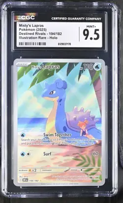 Misty's Lapras *CGC 9.5* Illustration Rare *Destined Rivals* #194 * Pokemon - Image 1