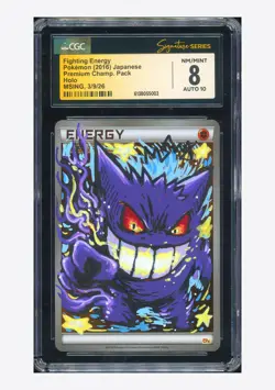 Pokemon CGC 8 AUTO 10 Fighting Energy Holo Gengar Msing 2016 CP4 Japanese - Image 1