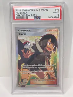 Zinnia Full Art Dragon Majesty Pokemon TCG PSA 9 MINT - Image 1