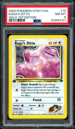 2000 Pokemon Gym Challenge 1st Edition #10 Koga's Ditto Holo PSA 8 NM-MT - Image 1