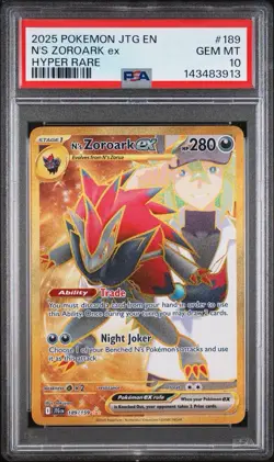 2025 Pokemon JTG EN-Journey Together N'S Zoroark EX Hyper Rare PSA 10 #189 - Image 1