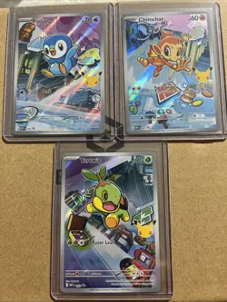 Pokemon 1st Partner Illustration Collections Turtwig #40 Chimchar #41 Piplup #42 - Image 1