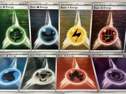 Complete Black Bolt & White Flare Horizontal Line Holo Energy Set 8 Cards - Image 1