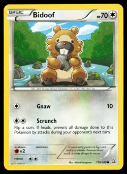 2015 XY - Primal Clash Bidoof #116 Non Holo Pokemon Card - Image 1