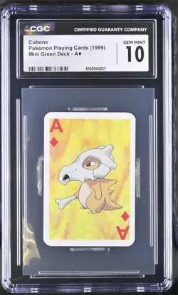 1999 Pokemon Playing Cards Cubone Mini Green Deck, Ace of Diamonds CGC 10 - Image 1