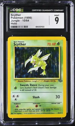 CGC 9 MINT Scyther 1999 Jungle 10/64 Holo Pokemon Card psa - Image 1