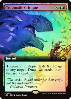 Traumatic Critique Foil Extended Art Secrets of Strixhaven NM MTG - Image 1