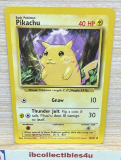PIKACHU Base Set 58/102 Common Pokemon Card 1999- Wotc Unlimited Edition - NM - Image 1