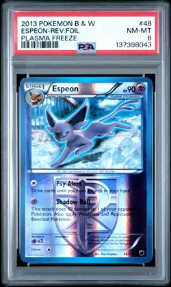 2013 POKEMON PLASMA FREEZE ESPEON #48 REVERSE FOIL PSA 8 NM #137398043 - Image 1