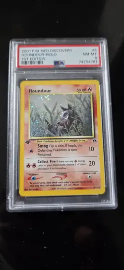 Pokemon Houndour Neo Discovery 5/75 1st Edition Holo Rare English 2001 PSA 8 - Image 1
