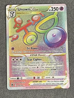 Pokemon Silver Tempest: Unown V Star 199/195 - Rainbow Rare - Near Mint - Image 1