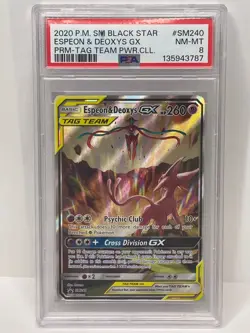 Espeon & Deoxys GX Pokemon TCG Black Star Promo SM240 PSA 8 NM-MT - Image 1