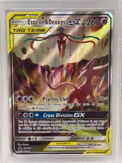 Espeon & Deoxys GX Pokemon TCG Black Star Promo SM240 PSA 8 NM-MT - Image 2