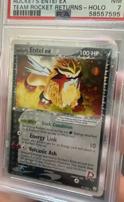 2004 Pokemon Rocket’s Entei 97/109 Team Rocket Returns Holo PSA 7 NM - Image 2