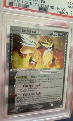 2004 Pokemon Rocket’s Entei 97/109 Team Rocket Returns Holo PSA 7 NM - Image 3