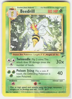 POKEMON BEEDRILL 21 BASE SET 2 LP - Image 1