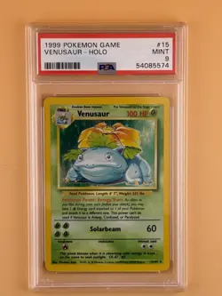1999 Pokemon Game Base Set Unlimited Venusaur Holo Rare 15/102 #15 PSA 9 MINT - Image 1