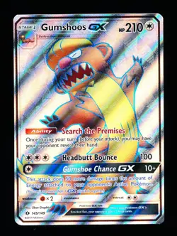 * * 1x Gumshoos GX 145/149 x1 * * Sun & Moon Pokemon Unplayed NM - Image 1