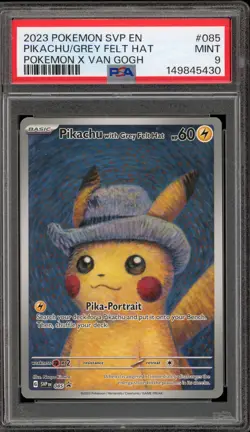 Pokemon Pikachu with Grey Felt Hat Van Gogh Full Art Promo SVP EN 085 PSA 9 Mint - Image 1