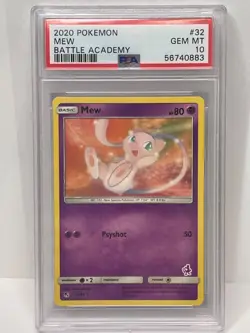 Mew Non-Holo Rare Pokemon TCG Battle Academy 2020 PSA 10 GEM MINT - Image 1