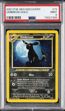 2001 POKEMON NEO DISCOVERY #13 UMBREON-HOLO PSA 9 - Image 1