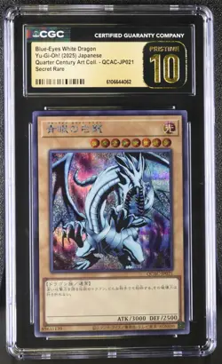 2025 YU-GI-OH JPN SECRET RARE #QCAC-JP021 BLUE-EYES WHITE DRAGON CGC 10 PRISTINE - Image 1