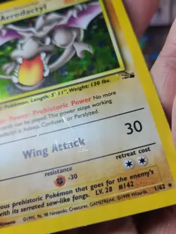 Pokemon TCG Aerodactyl Fossil Holo Card 1/62 Unlimited Rare - Image 4