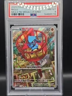 Pokemon TCG Riolu Illustration Mega Evolution Promo Card PSA 8 - Image 1