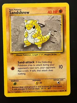 Sandshrew - 62/102 Base Set - Pokemon LP-MP BUY 2 CARDS GET 1 FREE!! - Image 1