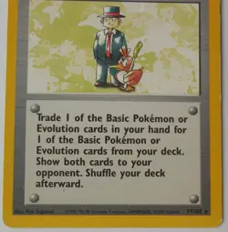 Pokemon Trader 77/102 Rare Non-Holo Base Set Pokemon Trainer Card Edge Wear MP - Image 3