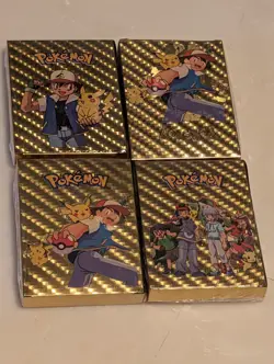 4 New Sealed Pokemon Foil Gold Card Packs 28-cards per pack Fan Art - Image 1