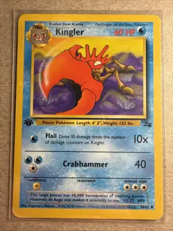 Kingler 38/62 - First Edition - Fossil Set - LP - Pokemon TCG - 1999 1st Edition - Image 1