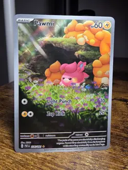 Pawmi 226/091 Paldean Fates Full Art Ultra Rare Holo Pokemon Card NM - Image 1