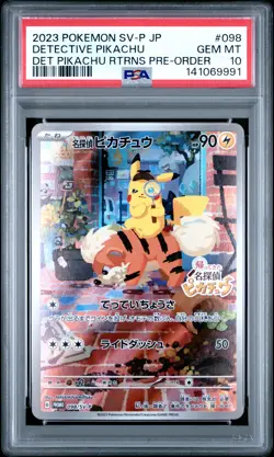 2023 POKEMON JAPANESE SV-P PROMO #098 DETECTIVE PIKACHU PSA 10 - Image 1