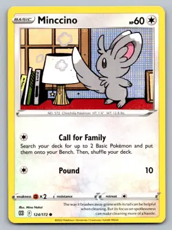 Pokemon TCG SWSH09: Brilliant Stars Minccino 124/172 - Image 1